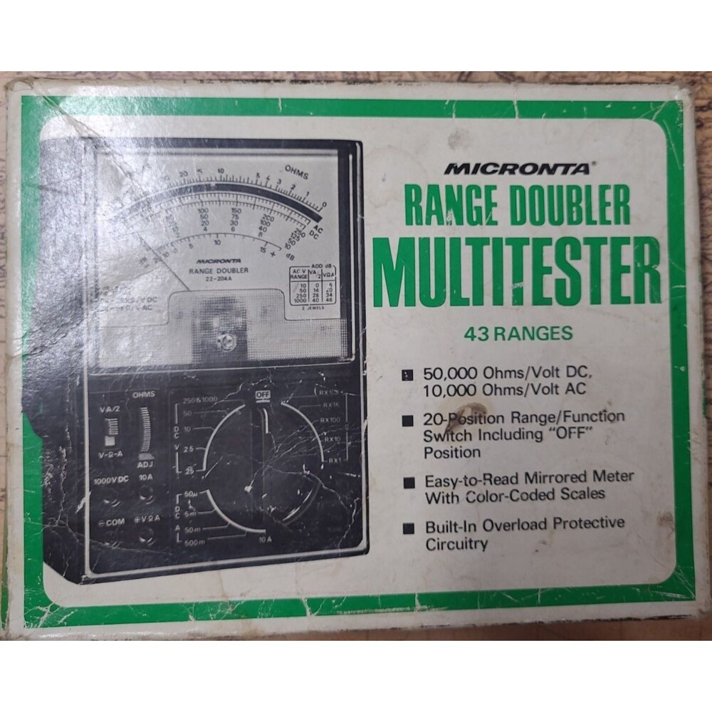 Micronta 22-204A Range Doubler Multitester 43 Ranges Analog Multimeter Box